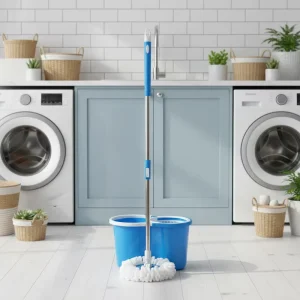 Bazhou Cleaning Products Microfiber 360 Rotating Mop Plastic Basket Stainless Steel High Capacity for Household Cleaning