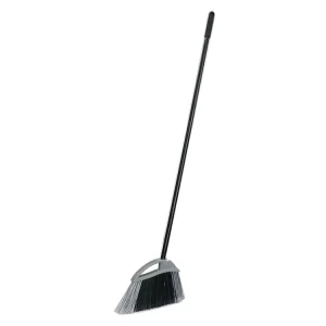 Black Angle Broom with Hard Bristles and Long Handle for Outdoor Floors