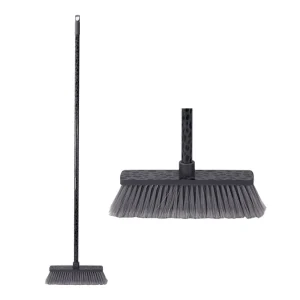Black Indoor and Outdoor Floor Broom with Long Handle