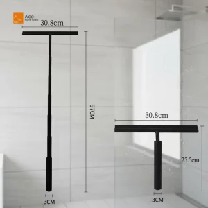 Black and White Retractable Silicone Shower and Window Squeegee with Telescopic Handle