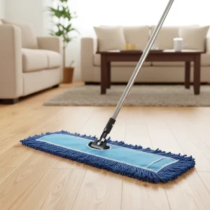 Blue Cotton Flat Mop with Swivel Head, Reusable Washable
