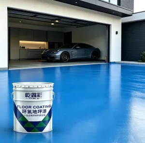Blue Epoxy Floor Coating for Garages Anti-Slip Oil-Resistant Easy-to-Clean Paint for Home Floors