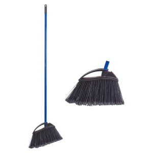 Blue Hard-Bristle Angle Broom with Long Handle for Outdoor Floors