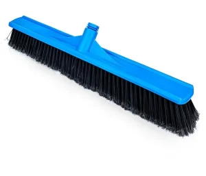 Blue Plastic Push Broom Head PP Base + Stiff Black Bristles Ideal for Garage Warehouse Driveway Cleaning Fits Standard Poles