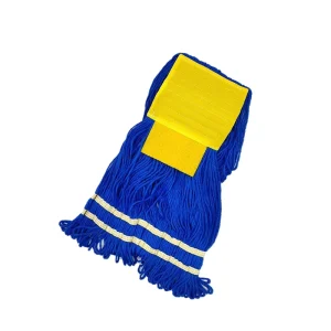 Blue Polyester Cord Wet Mop Pad with Scrubber
