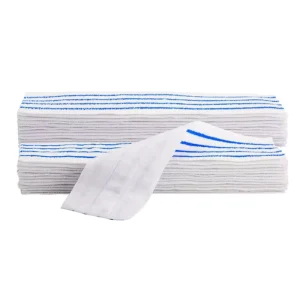 Blue Stripe Microfiber Disposable Dry Wet Flat Mop Replacement Pads for Office Hospital Floor Cleaning