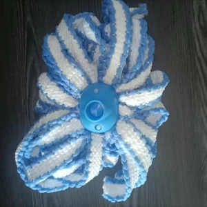 Blue and White Microfiber Chenille Strip Mop Head for Home and Office Floor Cleaning