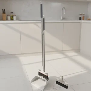 Broom & Dustpan Set Soft Plastic Bristles Portable Extendable for Home and Outdoor Floor Cleaning