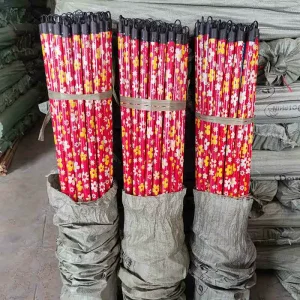 Broom Handle 120cm PVC Coated Wooden Broom Handle Flower Film Covering Brooms & Dustpans Suitable Wood Stick Mop Stick