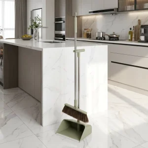 Broom Set Aesthetic Bathroom Living Room Floor Cleaning Broom and Dustpan Set with Upright Storage