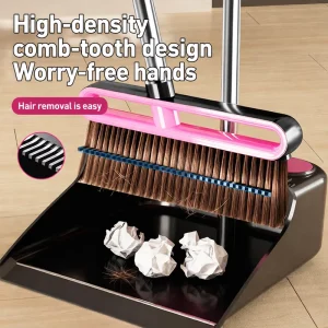 Broom and Dustpan Set Dense Comb Teeth Hair Removal Design for Home Kitchen Floor Professional Sweeping Tools Set