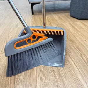 Broom and Dustpan Set for Businesses Multifunctional 2 in 1 Broom for Kitchen Floor Cleaning