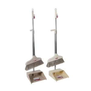 Broom and Dustpan Set with Dust Brush for Floor Sweeping and Hair Collection