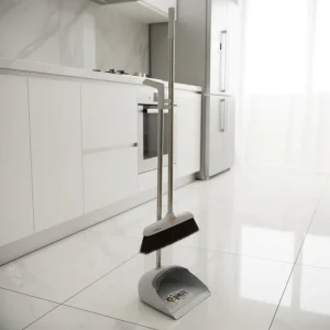 Broom and Dustpan Set with Stainless Steel Stick, PP and PET Bristles, and Plastic Handle for Home Floors