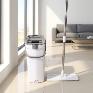 Bucket Separate Dirty Water Cleaning System With1 Replaceable Mop Pads Hands free Flat Mop for Floor Cleaning