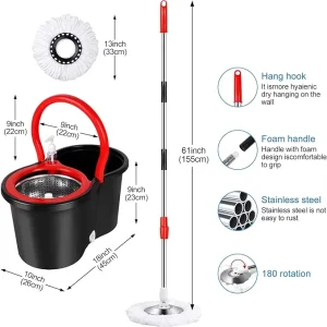Bucket System Replacement Heads Stainless Steel Adjustable Handle Spinning Mop With 3 Microfiber