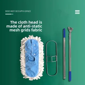 Bupclean SD 01 Manual Lightweight Flat Mop Anti static Does Not Shed Hair Microfiber Mop Head Stainless Steel Pole Covered Style
