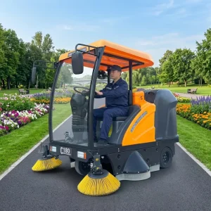 C180 Semi-Enclosed Ride-On Floor Sweeper 1800mm Cleaning Width Industrial and Commercial Use