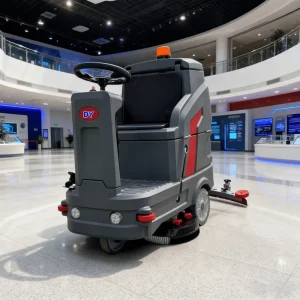 CE-Certified Battery-Powered Industrial Ride-On Floor Scrubber with Burnishing Function Self-Propelled Electric Scrubbing Washer