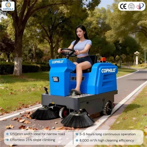 CE-Certified Battery-Powered Self-Propelled 48V Commercial Industrial Ride-On Floor Cleaning Machine