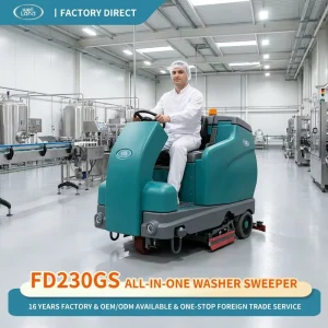 CE Certified Ride-On Electric Floor Scrubber Tiles Cleaning Machine Sweeper with Free Burnishing Spare Parts