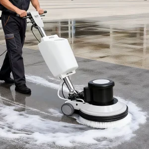 CE Industrial Electric Manual Floor Sweeper Scrubber Heavy Duty Single Disc Stone Tile Floor Cleaning Washing Scrubbing Machine