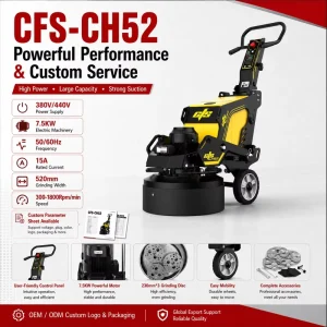 CH52 7.5KW Variable Speed Automatic Concrete Floor Grinder 520mm Working Width for Terrazzo Surface Grinding