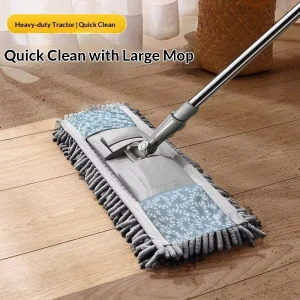 Chenille Stainless Steel Flat Mop with Rectangular Head for Wet and Dry Cleaning
