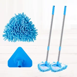 Chenille Triangle Replacement Mop Head with Reusable Floor Cleaning Cloth