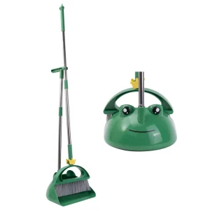 Children’s Mini Broom and Dustpan Set, Green Frog, Pretend Play