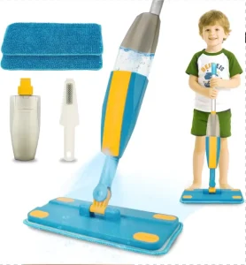 Children’s Spray Mop Cleaning Toy Set with Water Sprayer, Washable Refill, Mini Mop and Sweeper