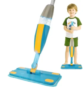 Children’s Spray Mop Set with Aluminum Pole Water Sprayer Washable Refill Mini Mop and Sweeper