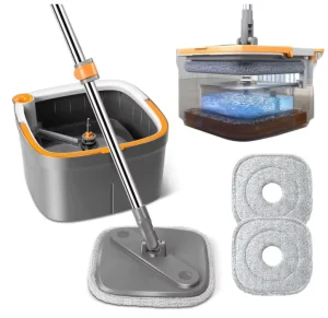 China Spin Flat Spray Twist Floor Cleaner Mop Bucket Set with Various Mop Heads Direct Manufacturer