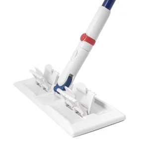 Clamp Flat Floor Mop with 20 Non-Slip Fixation Clamp Teeth and Reusable Microfiber Pad for Whole House Cleaning