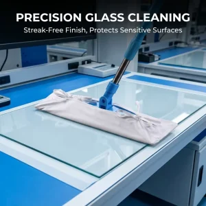 Class 100/1000 Custom Size Lint-Free Reusable ESD-Safe Anti-Static Flat-Head Cleanroom Mop with Microfiber Telescopic Handle