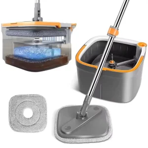 Clean and Dirty Separation Bucket Mop 360-Degree Spin Microfiber Triangle Floor Cleaning Mop Set