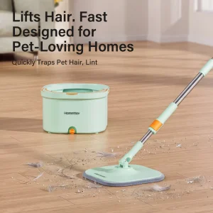 Clean and Dirty Water Separation 360 Spin Mop Bucket Set with Wringer and Two Reusable Mop Pads