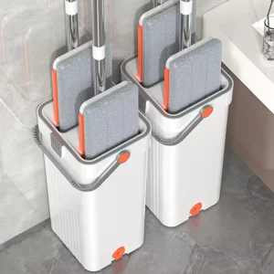 Clean and Dirty Water Separation Mop Bucket Set with Hands-Free Flat Mop for Hardwood Floor Cleaning
