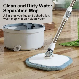 Clean and Dirty Water Separation Square Spin Mop and Bucket Set