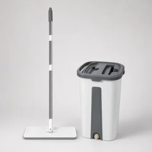 Clean and Dirty Water Separation Stainless Steel Scraper Teeth 360 Rotating Microfiber Flat Mop Bucket Set