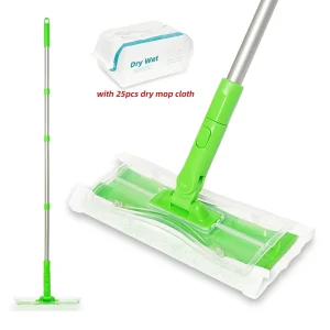 Cleanhome Sweeper 2 in 1 Mops With Disposable Non woven Mop Cloth Dry Wet Multi Surface Flat Mop for Floor Pet Hair Cleaning