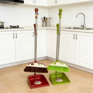 Cleaning Sweeper Upright Standing Broom and Dust Pan Brush Long Handle Plastic Broom and Dustpan Set