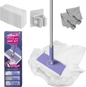 Clip Mop Instantly Attach & Remove Cloth Touch Free Compatible with Swiffe Pads Clamp Clip Dust Mop
