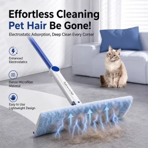 Disposable Hand-Free Mop with 3D Dust Capture and Tooth Grip for Dry and Wet Wipes Kitchen Towels Self-Wringing