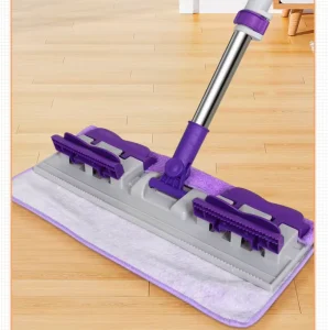 Clip-Type Microfiber Flat Mop, Large 360° Rotatable Mop for Dry and Wet Floor Cleaning