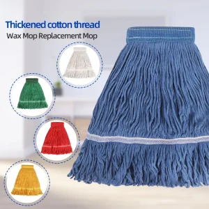 Color-Coded Looped-End Cotton Mop Head Refill with Thickened Yarn for Professional Floor Cleaning