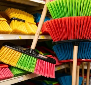 Colorful Lightweight Durable Plastic Broom Head Cleaning Broom with Flagged Bristle and Metal Handle for Floor and Outdoor Use