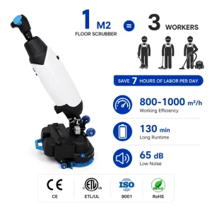 Commercial 3-in-1 Cordless Floor Scrubber Machine 1000 m²/h 130 min 65 dB Low Noise for 5-Star Hotels and Shopping Malls OEM