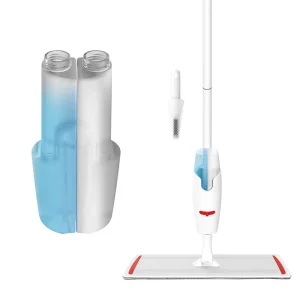 Commercial 50cm Microfiber Flat Spray Mop with Dual Refillable Aluminum Tanks, Foldable Steel Pole, and Trigger Handle