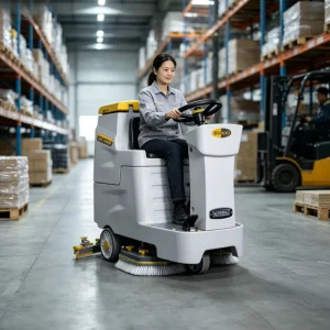 Commercial Automatic Ride On Floor Scrubber Cleaning Equipment Manufacturer